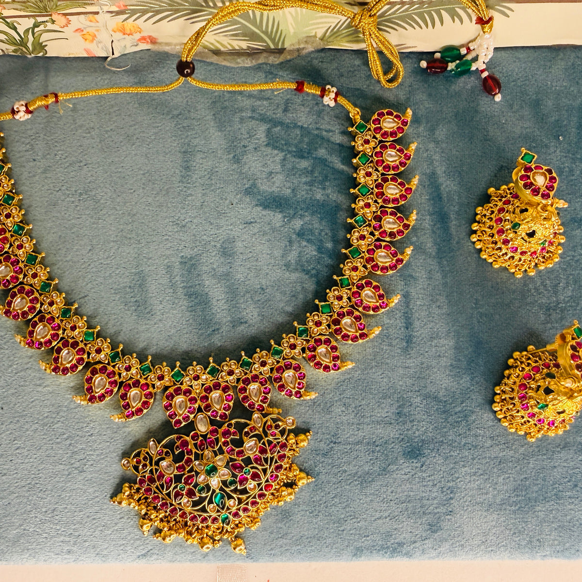 Jadau copy mango heavy jhumkas