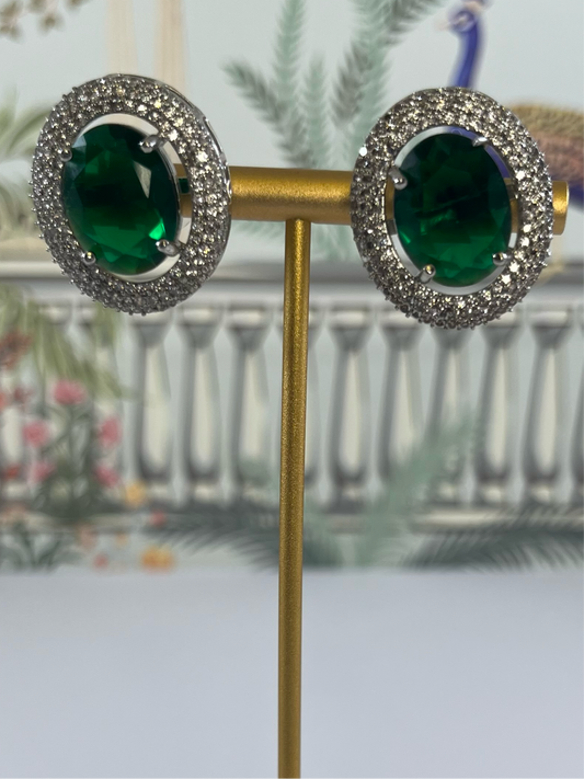 Glass stone CZ earrings in 2 colors