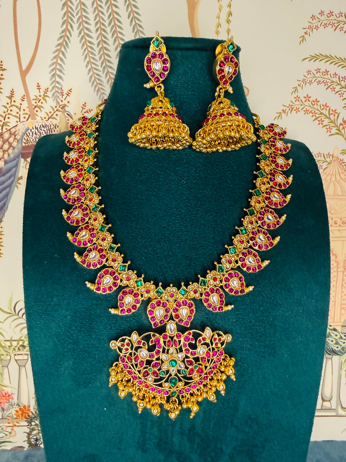 Jadau copy mango heavy jhumkas