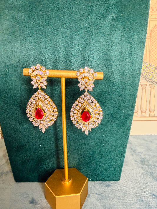 Gemstone CZ earrings 18kt gold polish- next to real