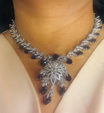 Dazzling AD necklace set purple