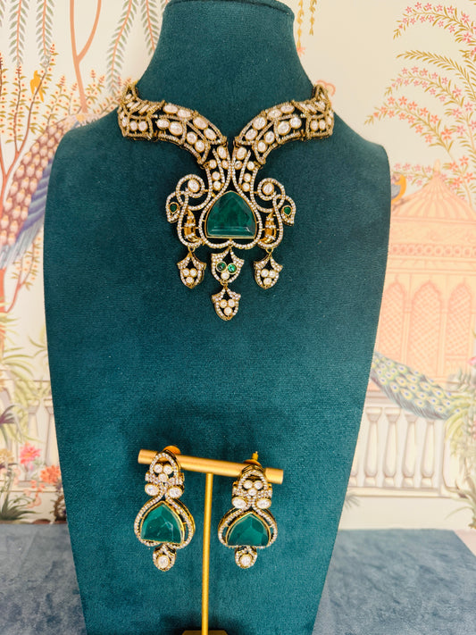 Heavy Kundan green