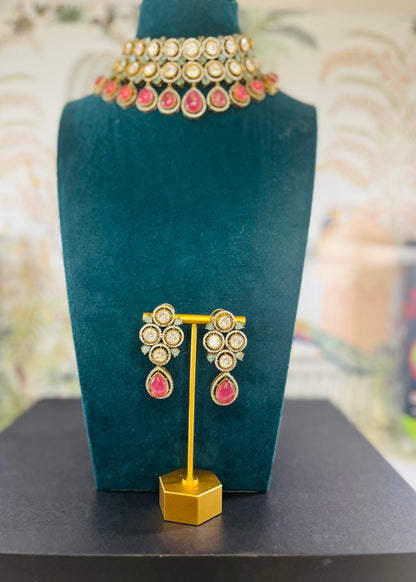 Aadya- Moissanite polki with real stones