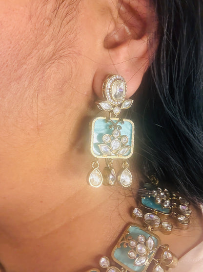 Aza- Kundan teal necklace