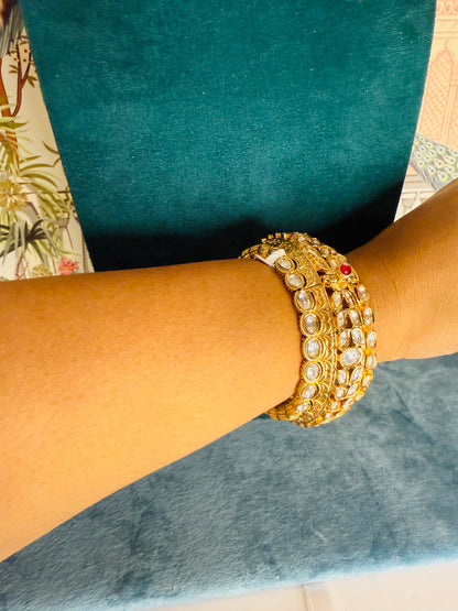 Moissanite kundan heavy bangles size 2-4” openable and fits to 2-6”