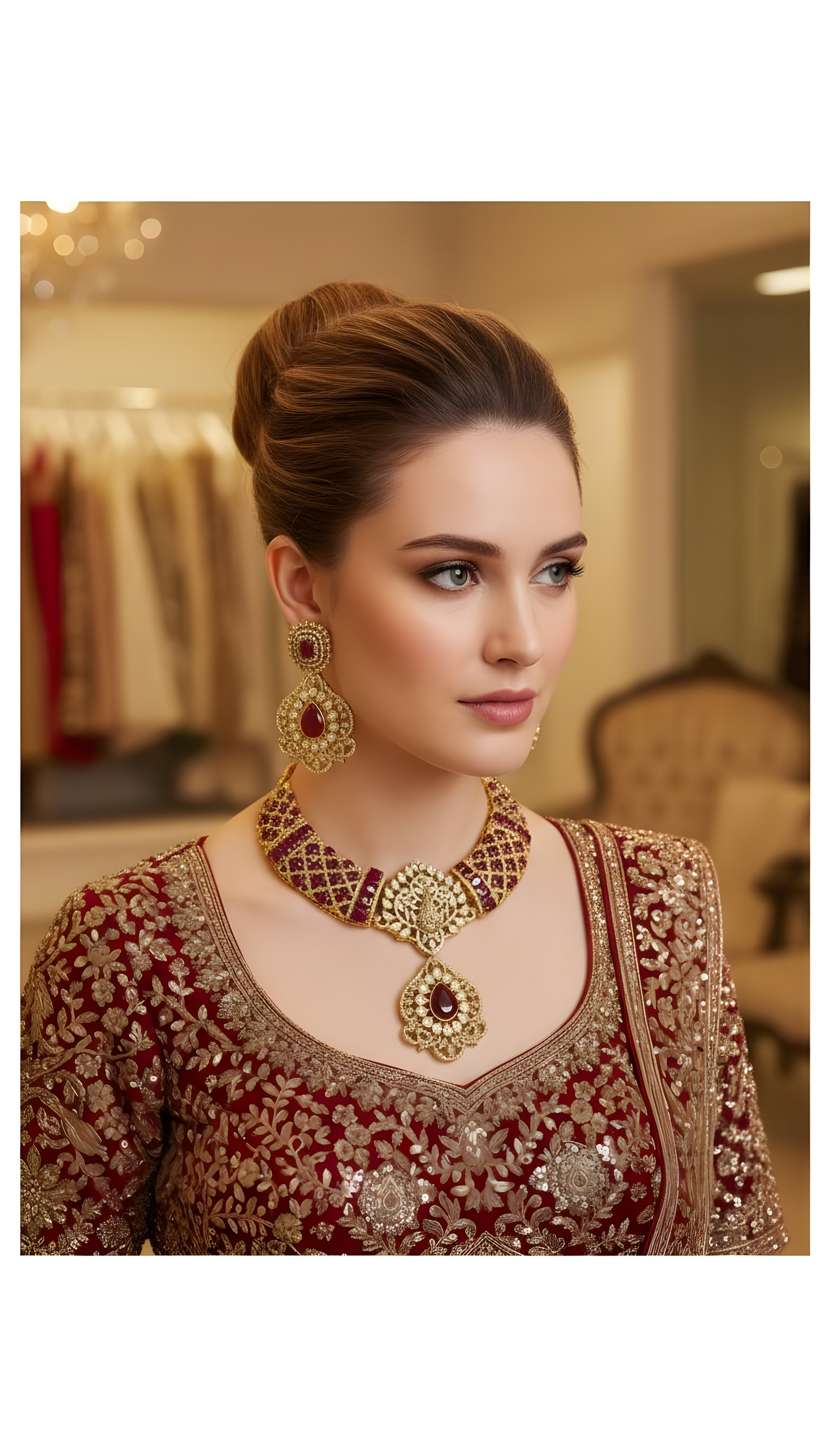 Morni- Red stones 3D peacock