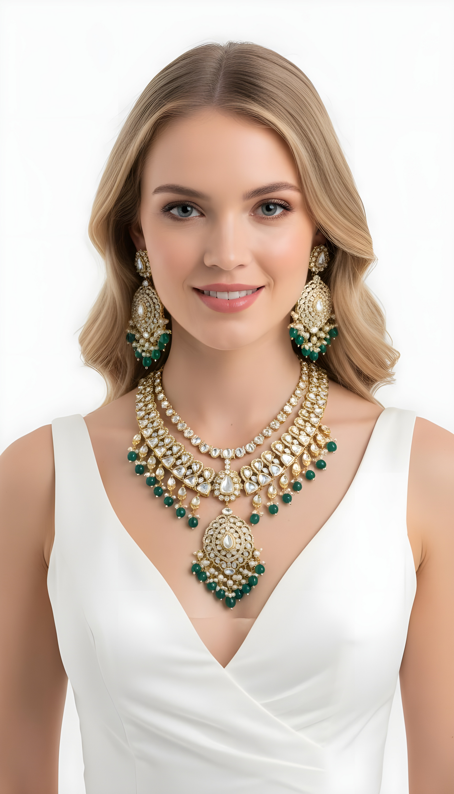 Abhika- Bridal heavy real kundan set