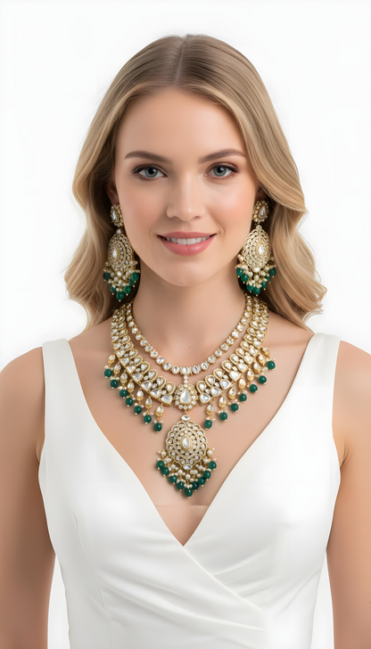 Abhika- Bridal heavy real kundan set