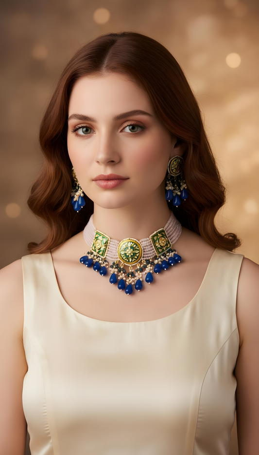 Aadya- Meenakari kundan choker