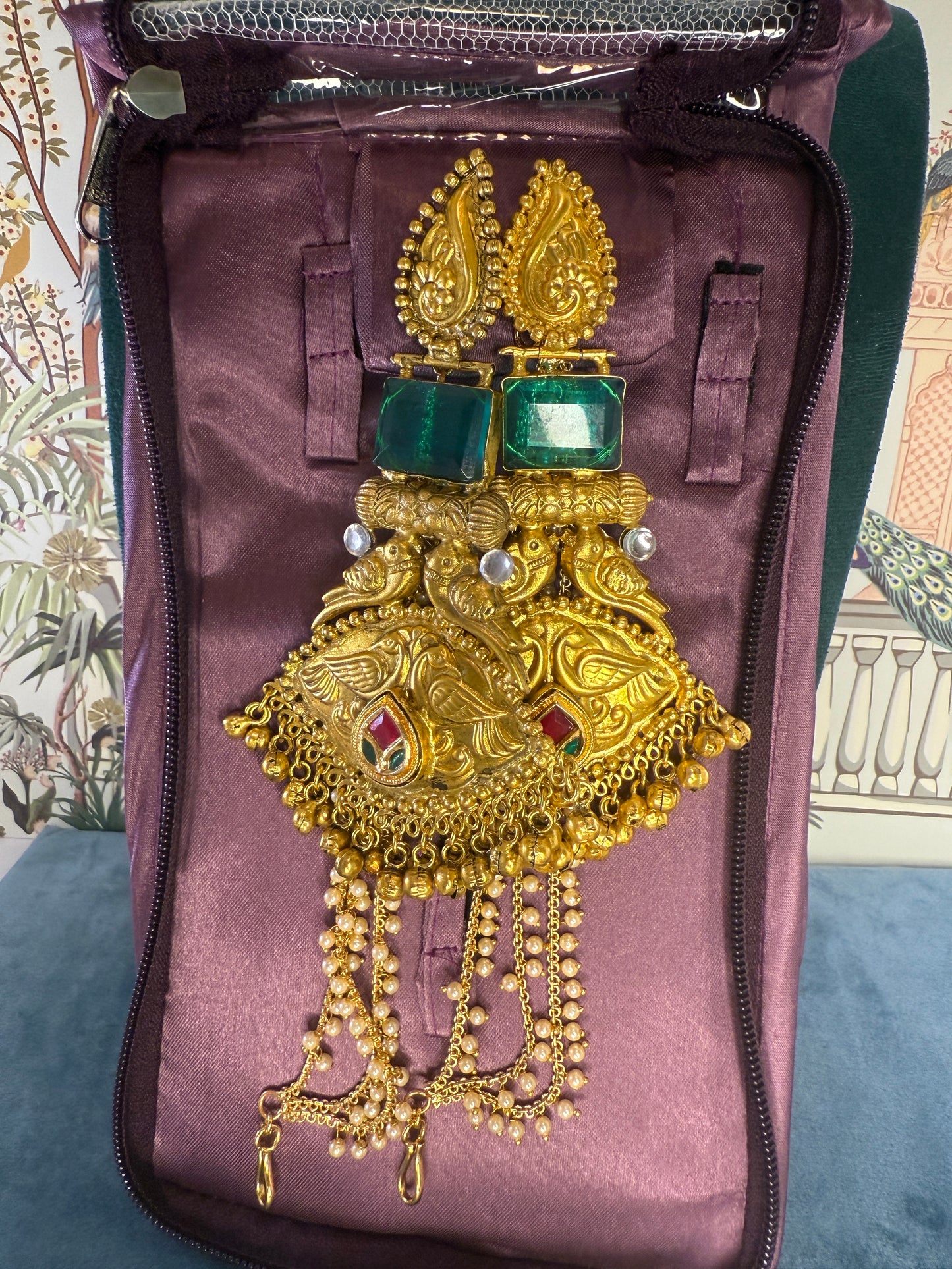 Golden replica chand bali with earchain