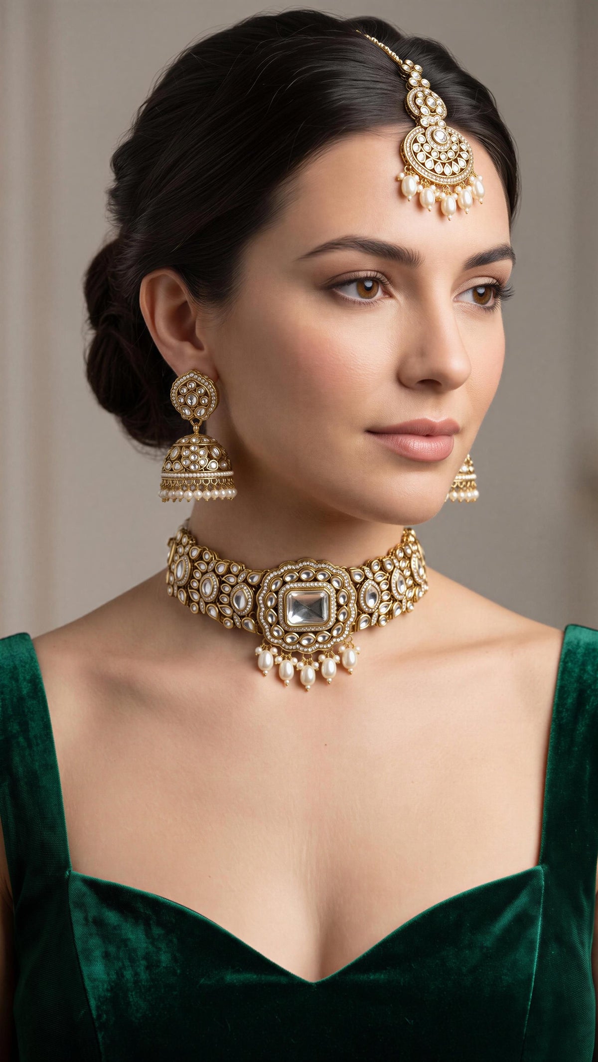 Mandala- Classic white Kundan with tikka