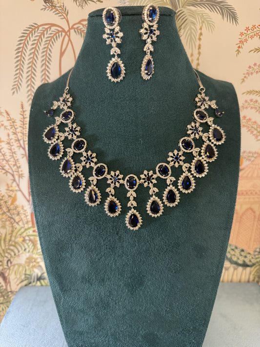 Sapphire premium AD necklace set