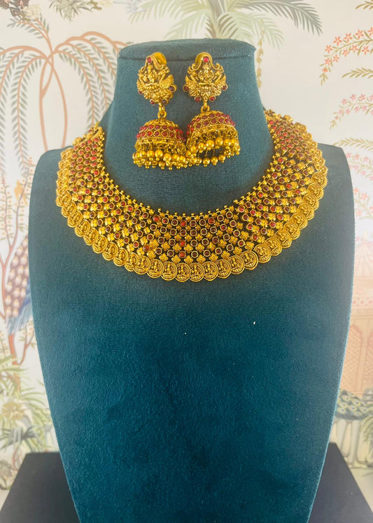 Aabha- 007 Gold look with stone traditional necklace