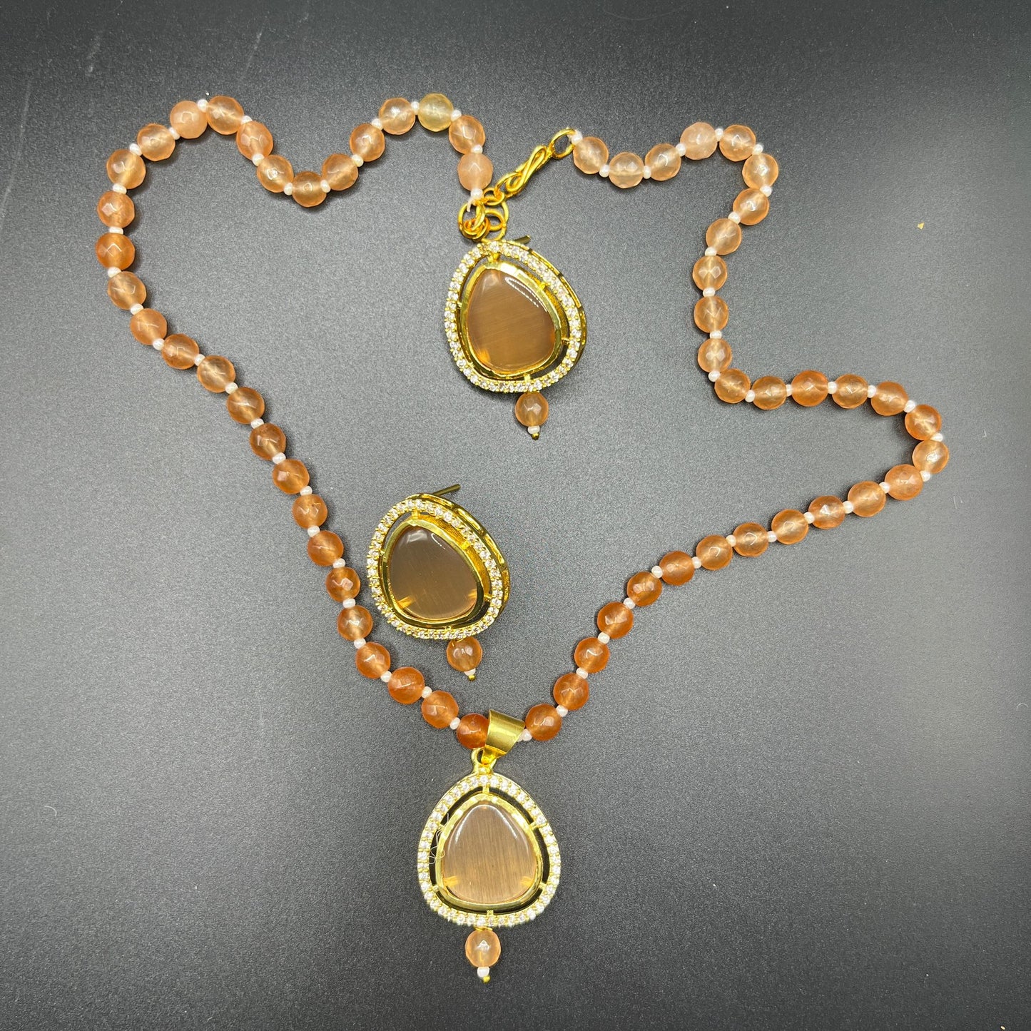 Pendant necklace set crystal in 3 colors