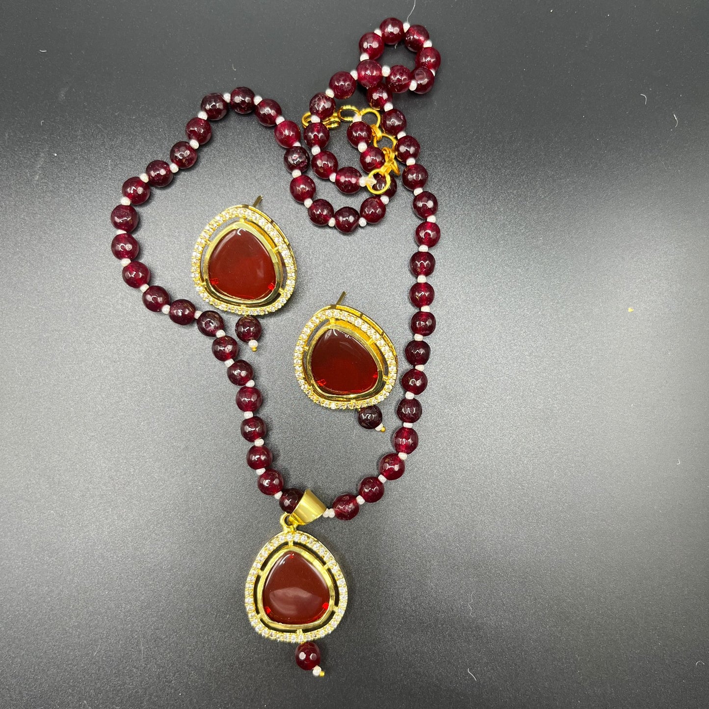 Pendant necklace set crystal in 3 colors