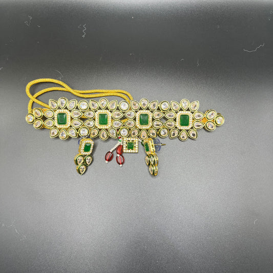 Kundan choker in green